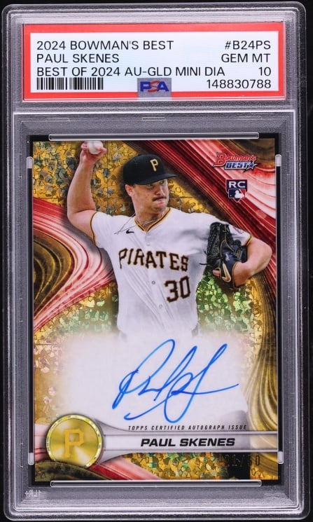 2024 Bowman's Best Gold Mini Diamond Paul Skenes ROOKIE AUTO /50 #B24-PS PSA 10 GEM MINT
