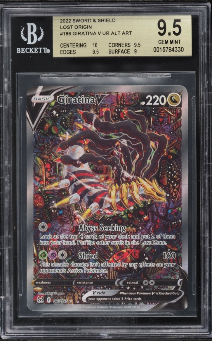 2022 Pokemon Sword & Shield Lost Origin Alt Art Giratina V #186 BGS 9.5 GEM MINT