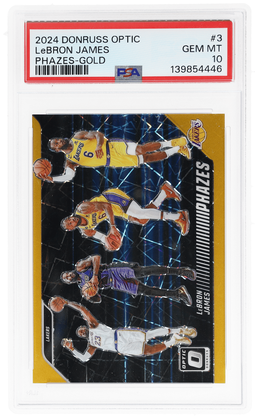 2024 Donruss Optic Phazes Gold LeBron James #3 3/10 PSA 10