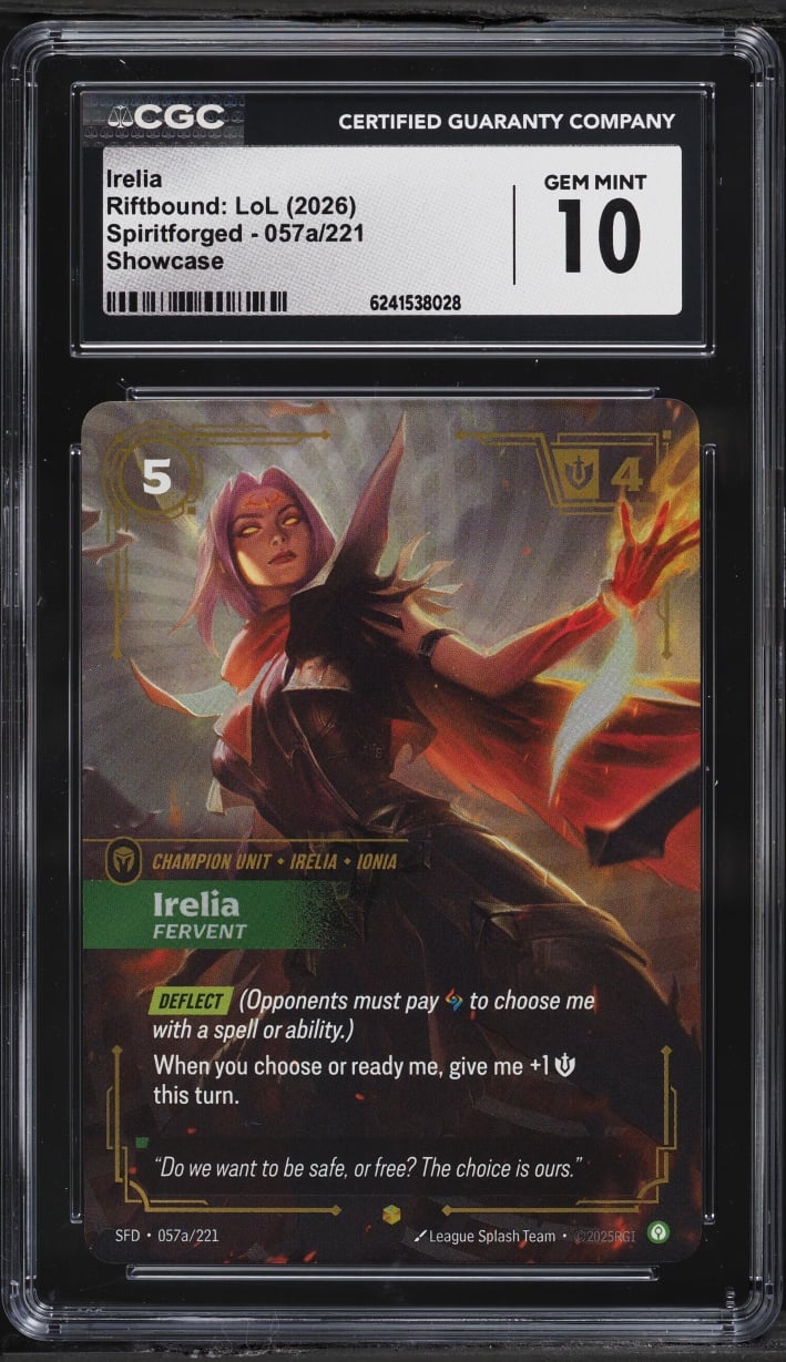 2026 Riftbound League Of Legends Spiritforged Showcase Irelia #057a CGC 10 GEM MINT