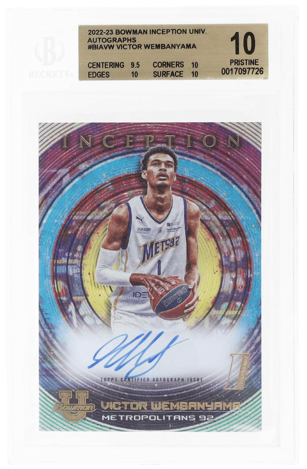 2022 Bowman University Inception Autograph Victor Wembanyama #BIA-VW BGS 10