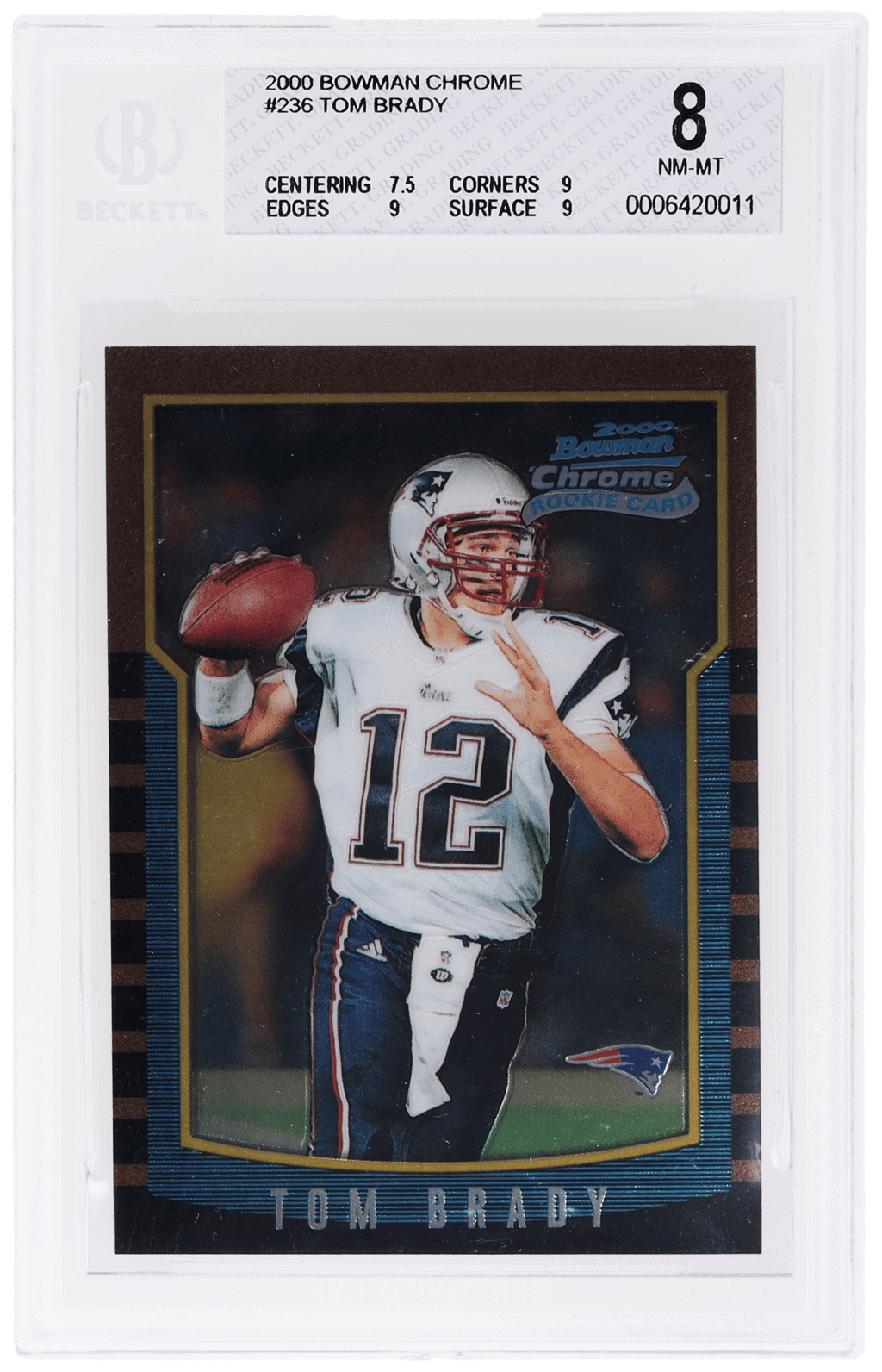 2000 Bowman Chrome Tom Brady #236 BGS 8