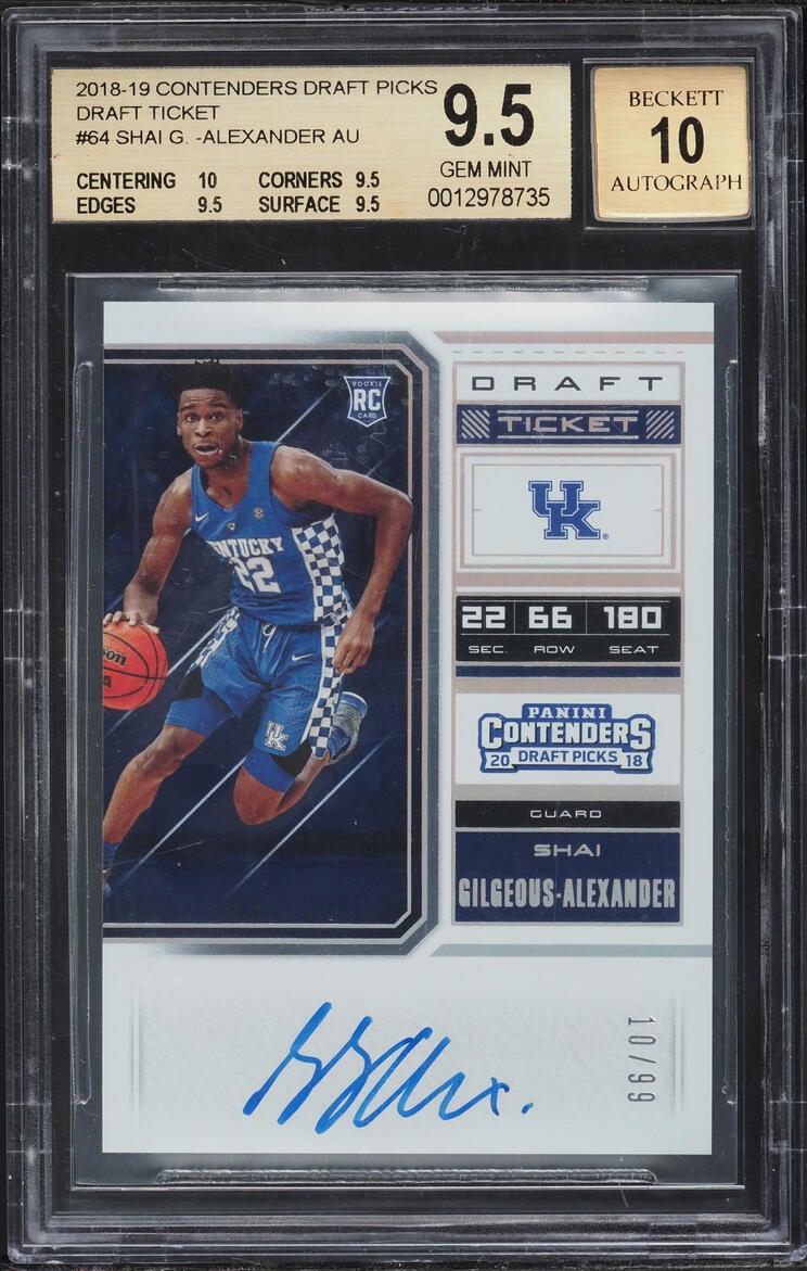 2018 Panini Contenders Draft Picks Ticket Shai Gilgeous-Alexander RC AUTO /99 #64 BGS 9.5 GEM