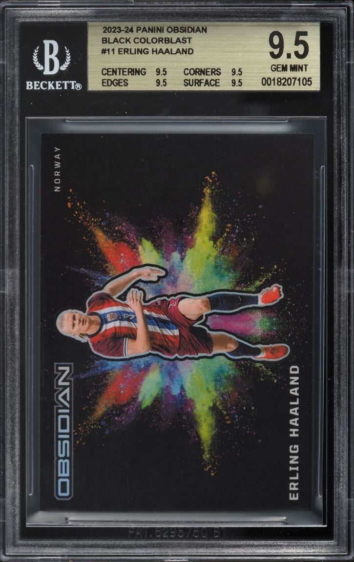 2023 Panini Obsidian Black Colorblast Erling Haaland #11 BGS 9.5 GEM MINT