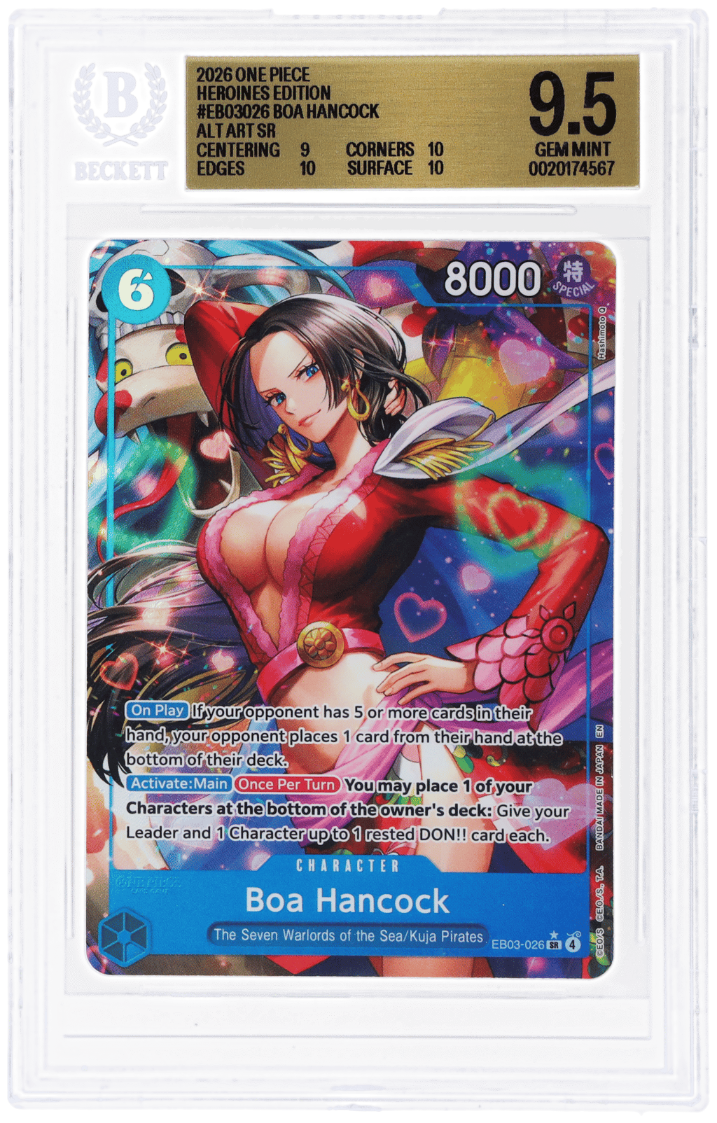 2026 One Piece Heroines Edition Special Alternate Art Boa Hancock #EB03026 BGS 9.5
