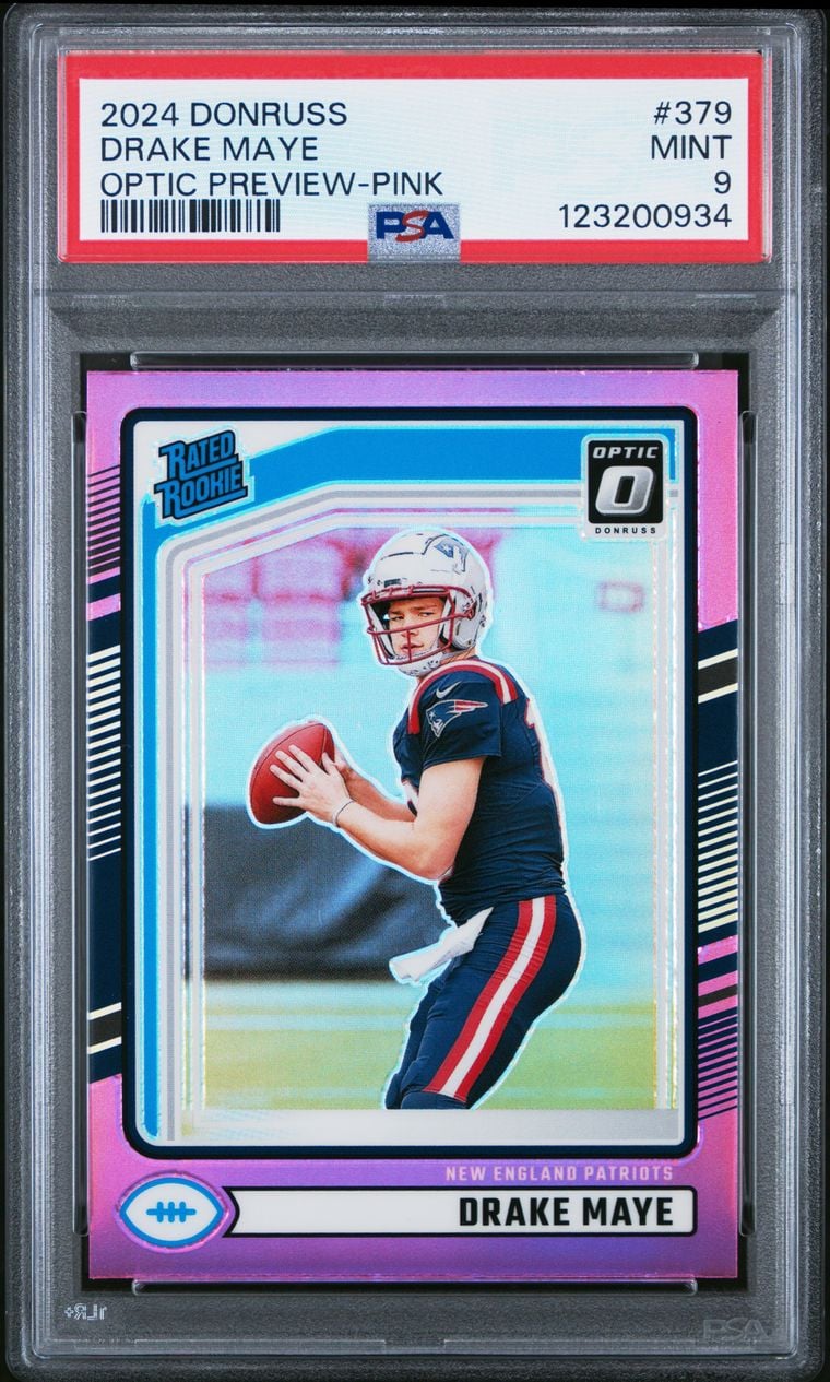 2024 Drake Maye #379 Donruss Pink Optic Preview PSA 9.0