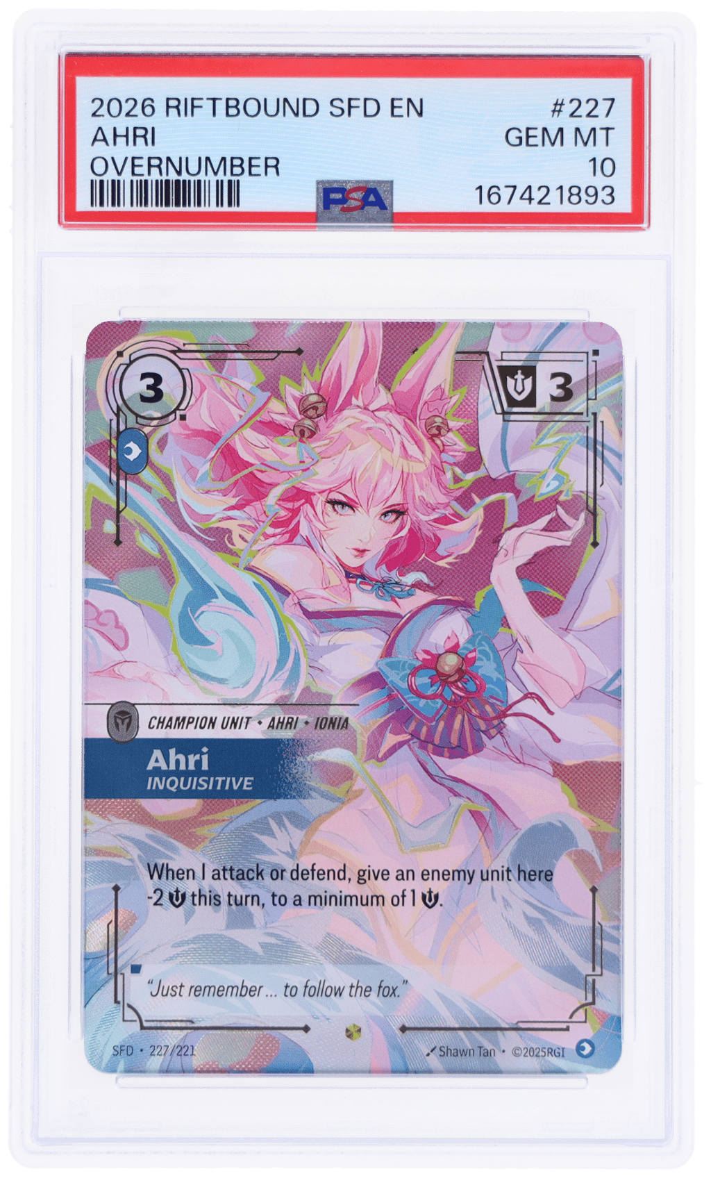 2026 Riftbound League of Legends Spiritforged Overnumber Ahri #227 PSA 10