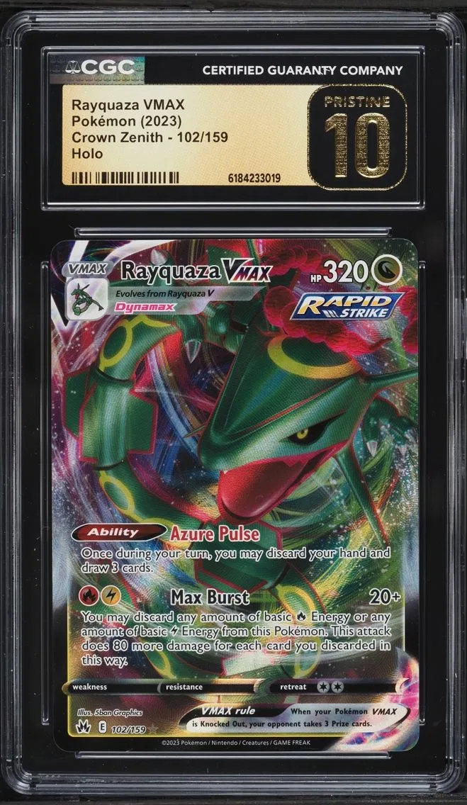 2023 #102 Rayquaza VMAX CGC 10 Pokemon Sword & Shield Crown Zenith Full Art