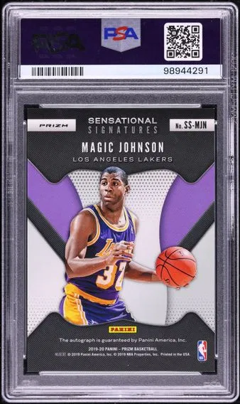 2019 Panini Prizm Sensational Signatures Choice Magic Johnson AUTO PSA 9 MINT, back