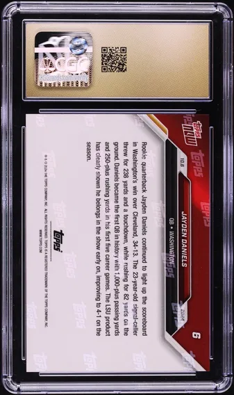 2024 #6 Topps Now Jayden Daniels ROOKIE CGC 10 Pristine, back