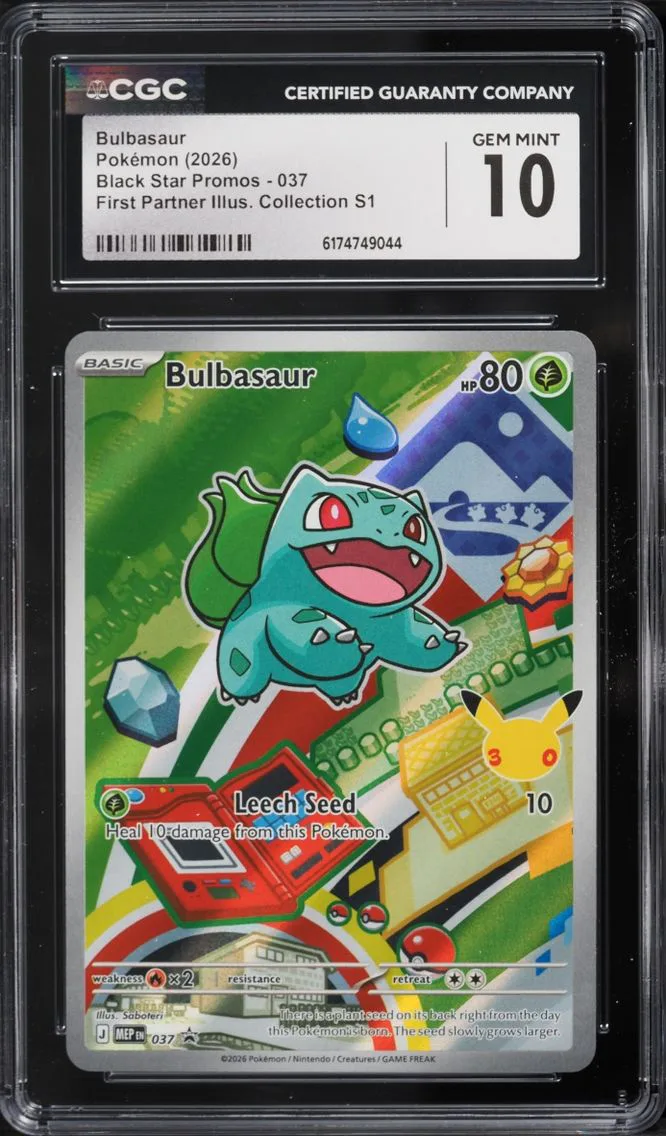 2026 #37 Bulbasaur CGC 10 Pokemon Mega Evolution Promo First Partner Illustration Full Art
