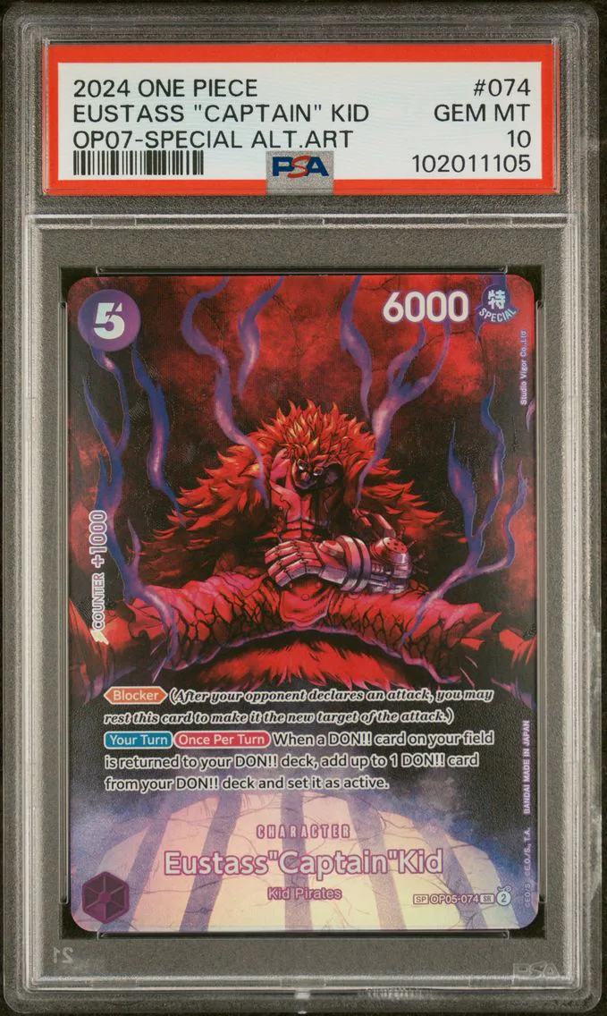 2024 #074 Eustass "Captain" Kid PSA 10 One Piece OP07-500 Years in the Future