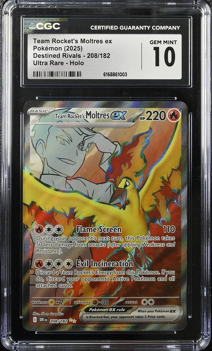 2025 #208 Team Rocket's Moltres ex CGC 10 Destined Rivals - DRI EN - English