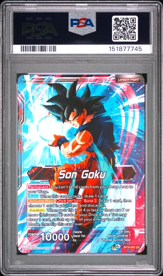 2025 #BT16-001 Son Goku/Son Goku, Supreme Warrior PSA 10 Dragon Ball Super Card Game Masters Premium Anniversary Box, back