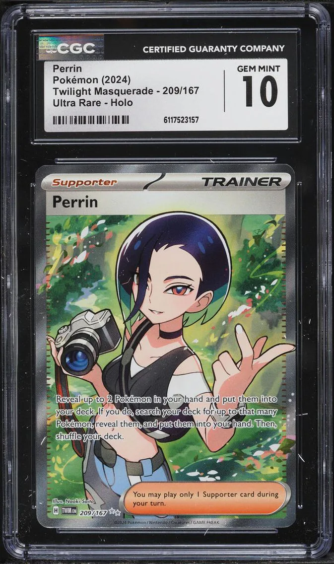 2024 Pokemon Scarlet & Violet Twilight Masquerade Full Art Perrin #209 CGC 10 GEM MINT