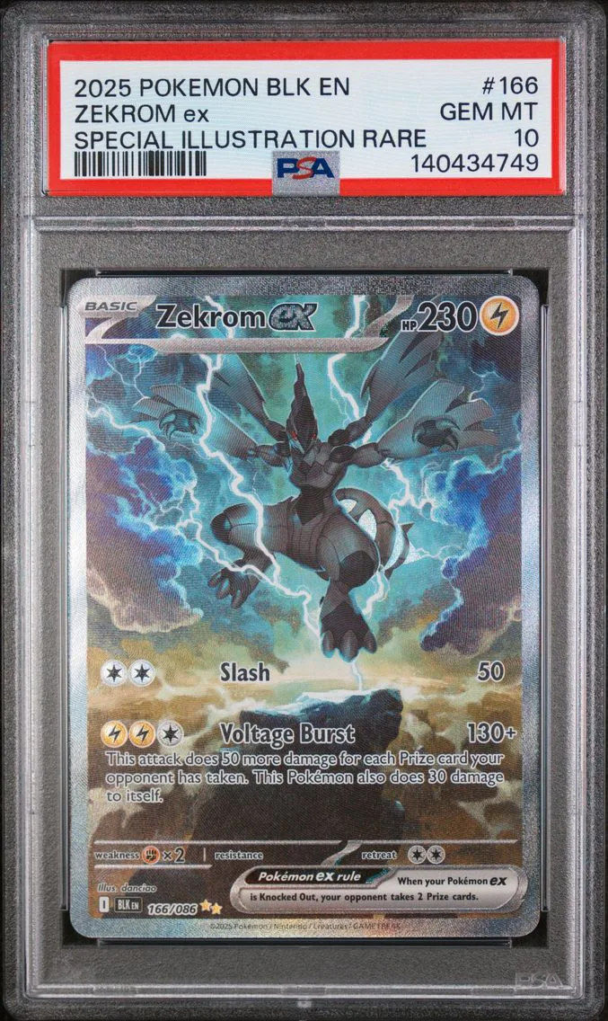 2025 #166 Zekrom EX PSA 10 Blk EN-Black Bolt