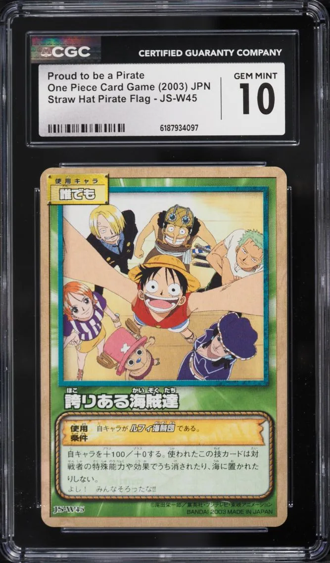 2003 #JS-W45 Proud To Be A Pirate CGC 10 One Piece Japanese Card Game Straw Hat Pirate Flag