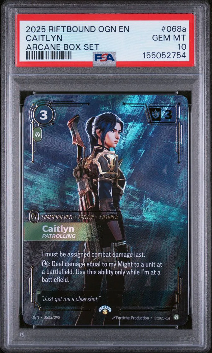 2025 #068a Caitlyn - Patrolling PSA 10 Riftbound: League of Legends Ogn-Origins