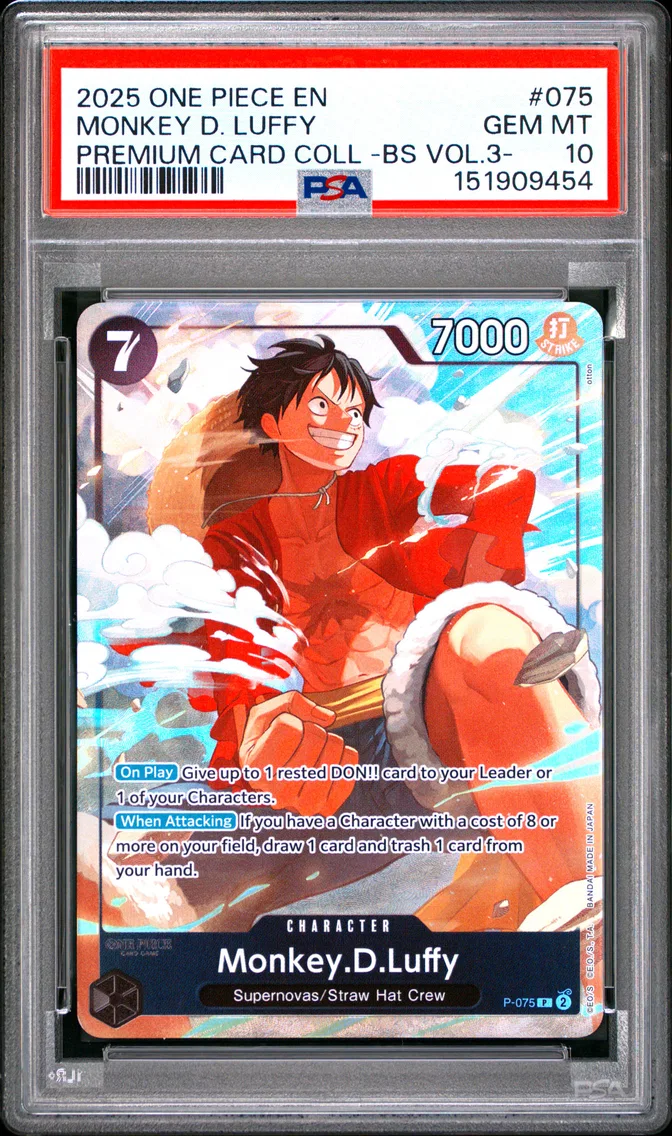2025 #075 Monkey D. Luffy PSA 10 One Piece Premium Card Collection -Best Selection Vol.3-