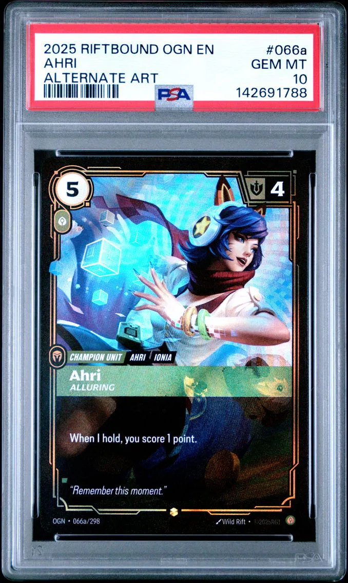 2025 #066a Ahri - Alluring PSA 10 Riftbound: League of Legends Ogn-Origins