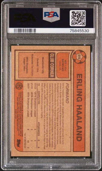 2023 #510 Erling Haaland PSA 10 Topps Living UEFA Champions League, back