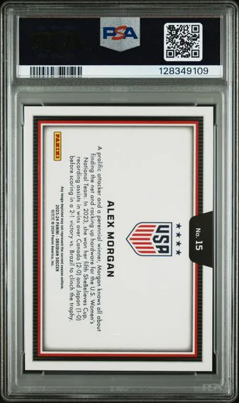 2023 #15 Alex Morgan PSA 8 Base Panini Obsidian Black Color Blast Soccer, back