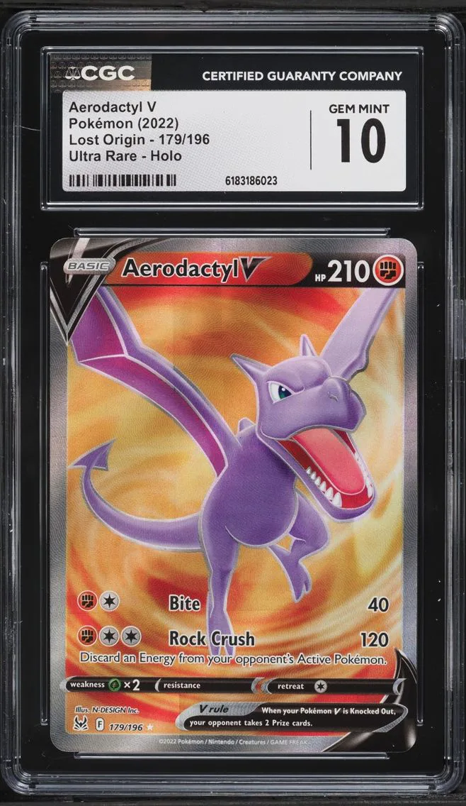 2022 #179 Aerodactyl V CGC 10 Pokemon Sword & Shield Lost Origin Full Art