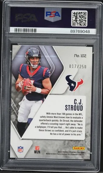 2023 #102 CJ Stroud PSA 10 Panini Phoenix Football, back