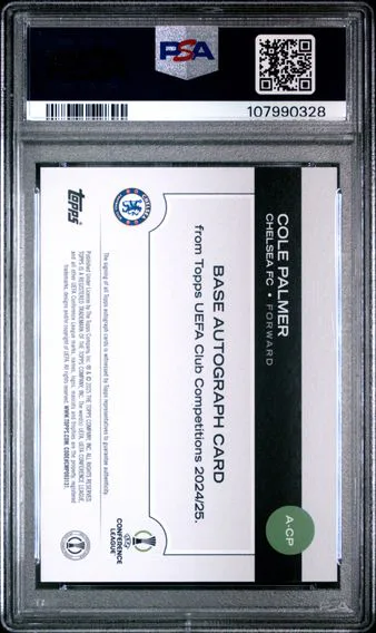 2024 #ACP Cole Palmer PSA 10 Topps UEFA Club Competitions Autographs, back