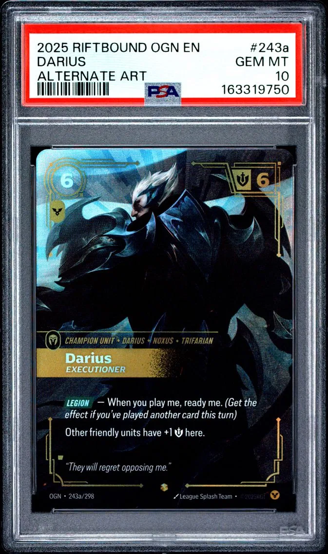 2025 #243a Darius - Executioner PSA 10 Riftbound: League of Legends Ogn-Origins