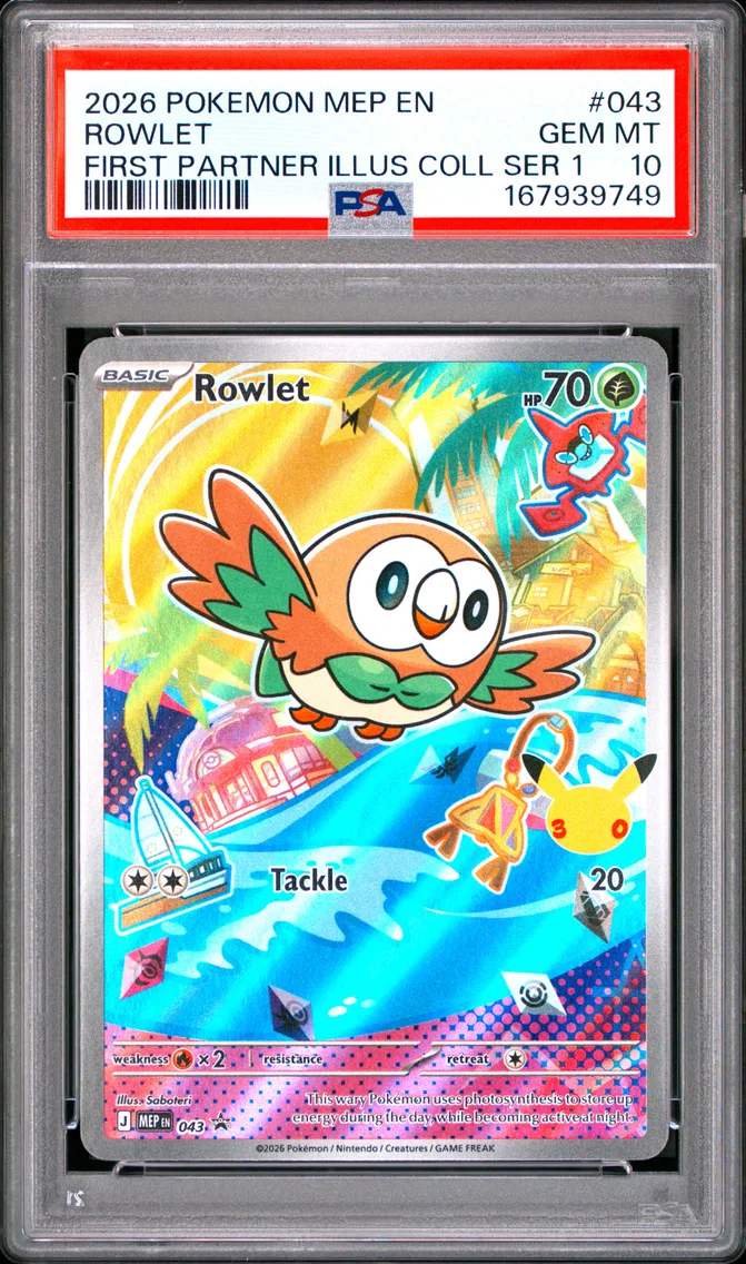 2026 #043 Rowlet PSA 10 Mep EN-Me Black Star Promo