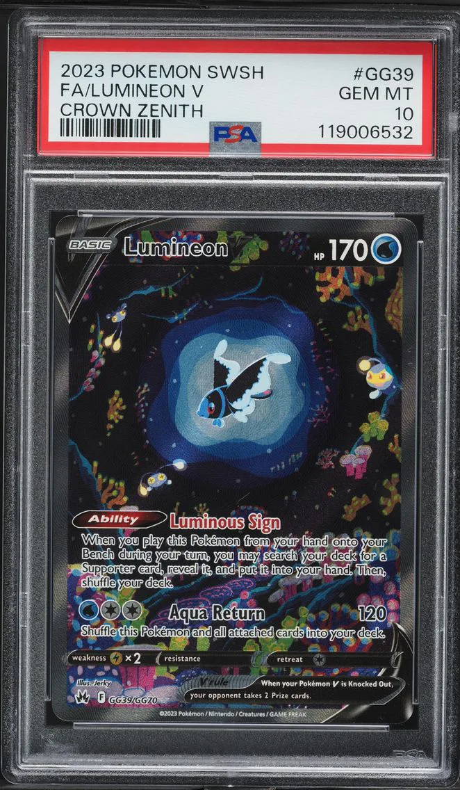 2023 #GG39 Full Art/Lumineon V PSA 10 Sword and Shield Crown Zenith Pokemon