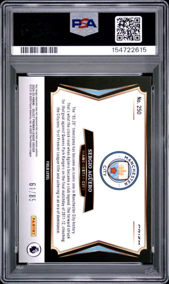 2024 #250 Sergio Aguero PSA 8 Panini Select Premier League, back