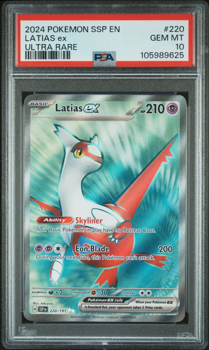 2024 #220 Latias EX PSA 10 Ssp EN-Surging Sparks Pokemon