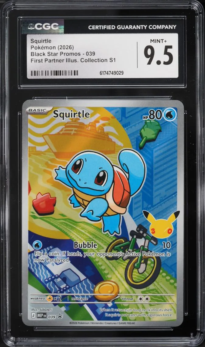 2026 #39 Squirtle CGC 9.5 Pokemon Mega Evolution Promo First Partner Illustration Full Art