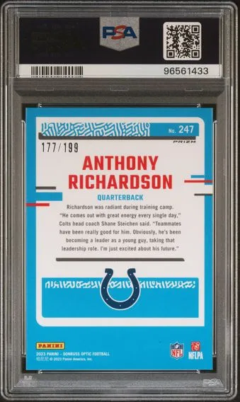 2023 #247 Anthony Richardson PSA 10 Panini Donruss Optic, back