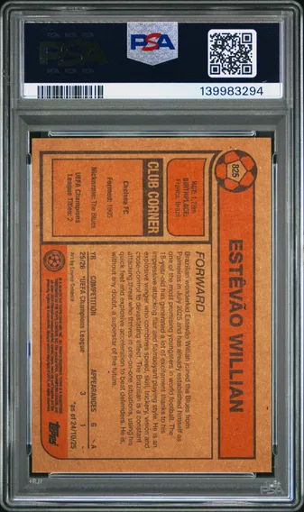 2025 #825 Estevao Willian PSA 10 Topps Living UEFA Champions League, back