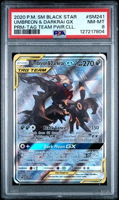 Umbreon & Darkrai GX #SM241 PSA 8