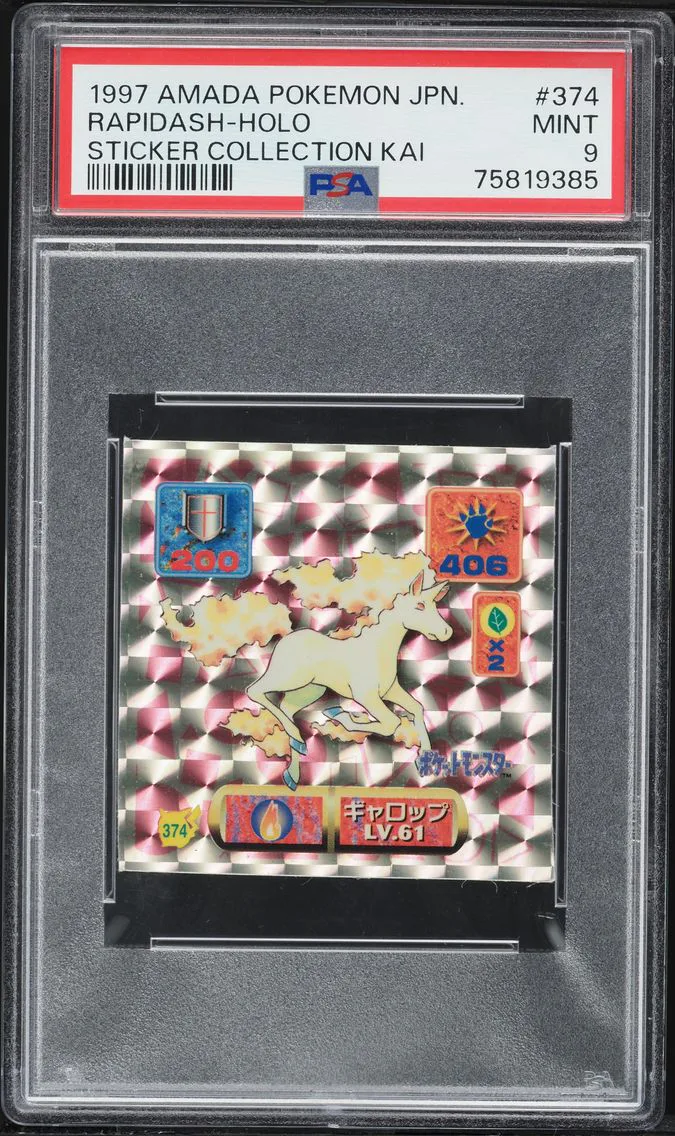 Rapidash #374, PSA 9 Mint, front of the slab