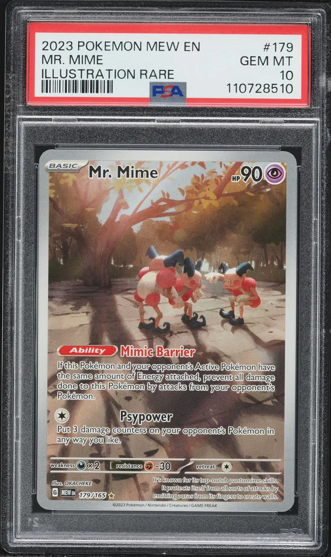 Mr. Mime #179, PSA 10 Gem Mint, front of the slab