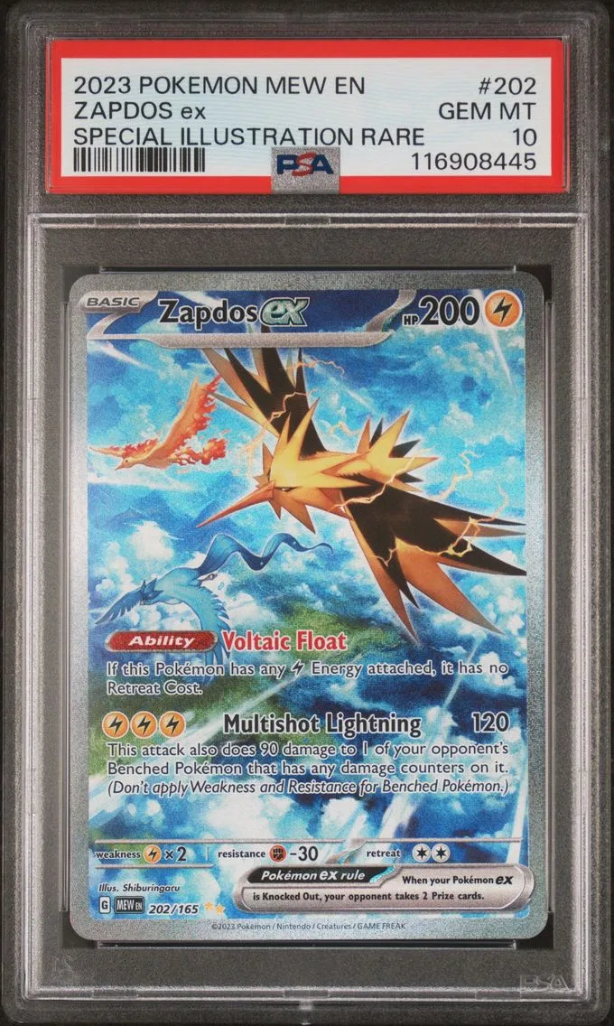 2023 #202 Zapdos EX PSA 10 Mew EN-151 Pokemon