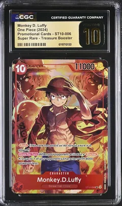 2024 #ST10-006 Promotional Cards Monkey D. Luffy SR Treasure Booster One Piece CGC Pristine 10