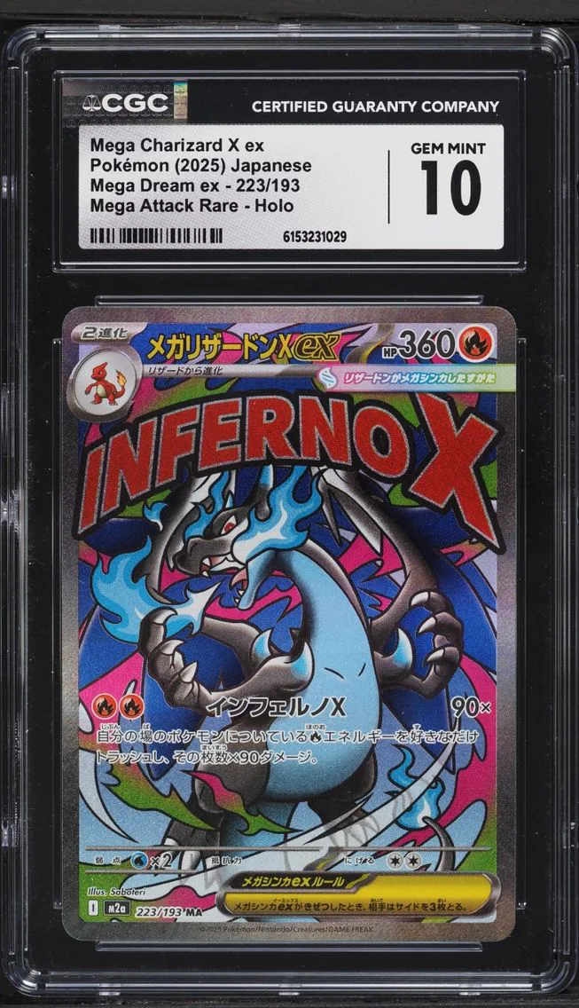 Mega Charizard X ex #223, CGC 10 Gem Mint, front of the slab