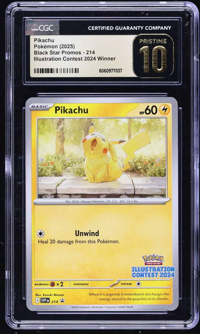 2025 #214 Pikachu CGC 10 Pristine Svp EN-SV Black Star Promo Pokemon