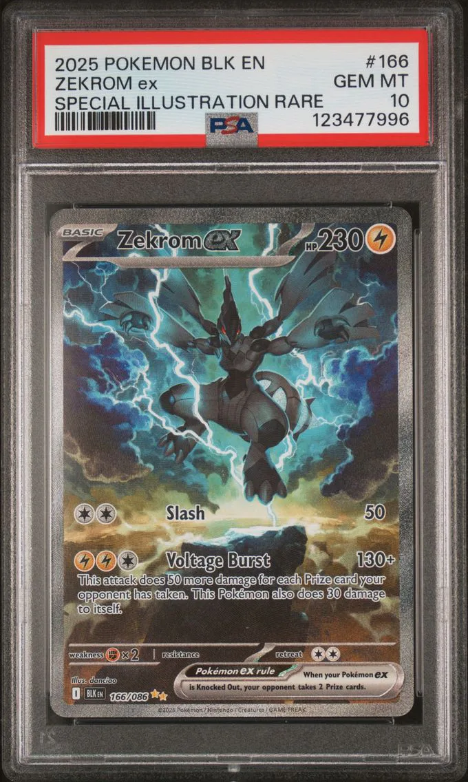 2025 #166 Zekrom EX PSA 10 Blk EN-Black Bolt Pokemon