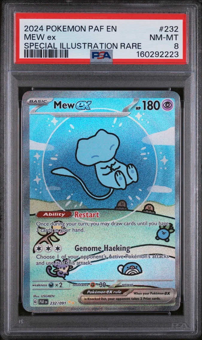 2024 #232 Mew EX PSA 8 Paf EN-Paldean Fates