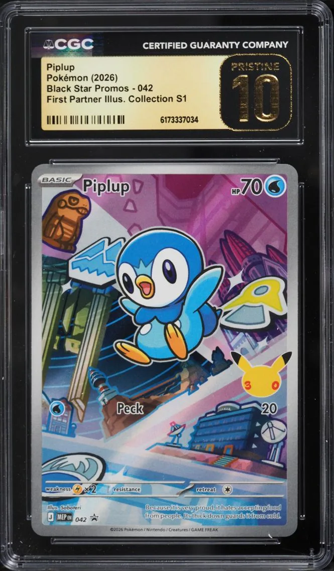 2026 Pokemon Mega Promo First Partner Illustration Full Art Piplup #42 CGC 10 PRISTINE