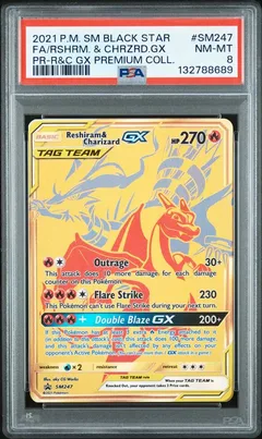 Reshiram & Charizard GX #SM247 PSA 8