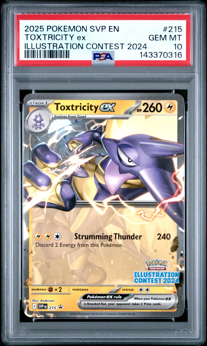 Toxtricity ex #215, PSA 10 Gem Mint, front of the slab