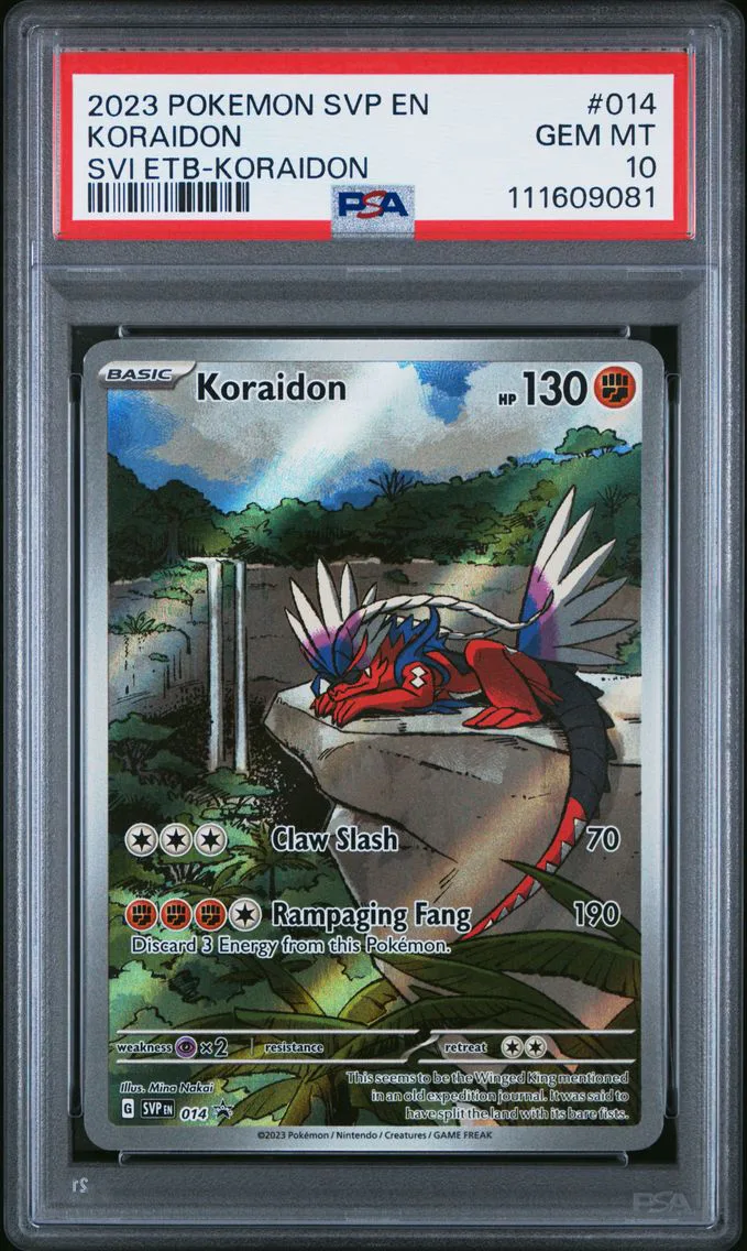 Koraidon #014, PSA 10 Gem Mint, front of the slab